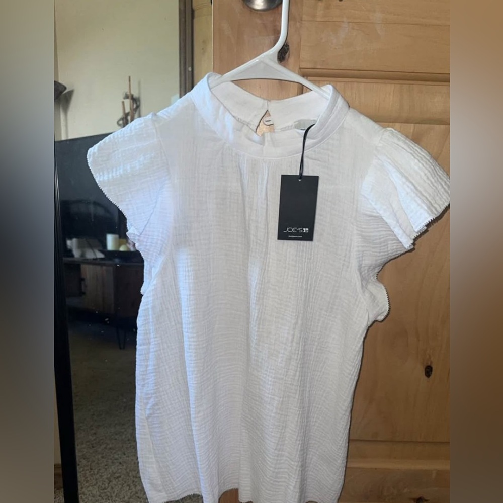 Joe's Jeans White Boxy Blouse with Peter Pan Collar